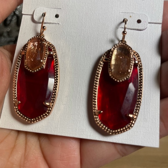 Kendra Scott Emmy Dylan Cherry red Illusion in Rose Gold HW - Picture 7 of 10
